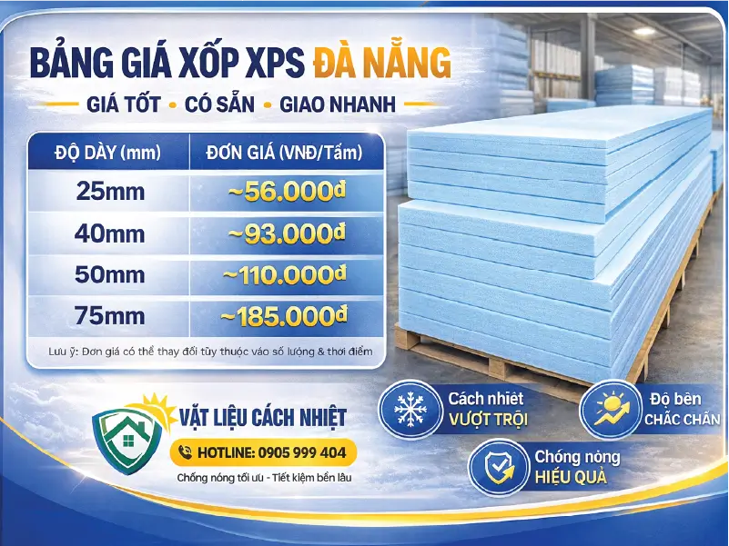 Tấm xốp XPS Đà Nẵng: Cập nhật bảng giá và ưu đãi chiết khấu cao 2026